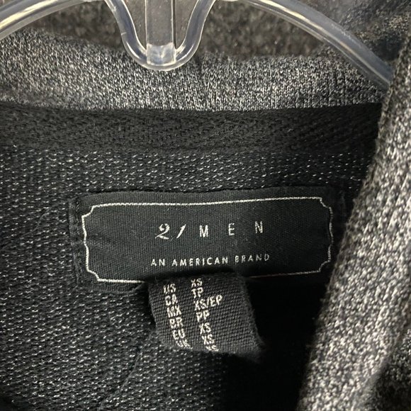 21 Men Hoodie Men's XS Full Zip Gray Cotton Blend Drawstring Extra Small - Picture 3 of 11